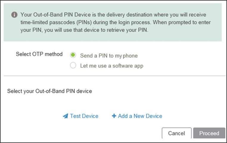 Screenshot of the form to select the OTP method